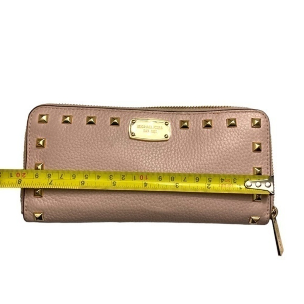 Michael kors pink leather gold studded zipper clutch accordion wallet - Picture 2 of 15